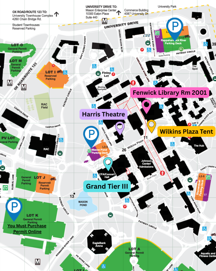 Annotated map of Mason, showing locations of events.