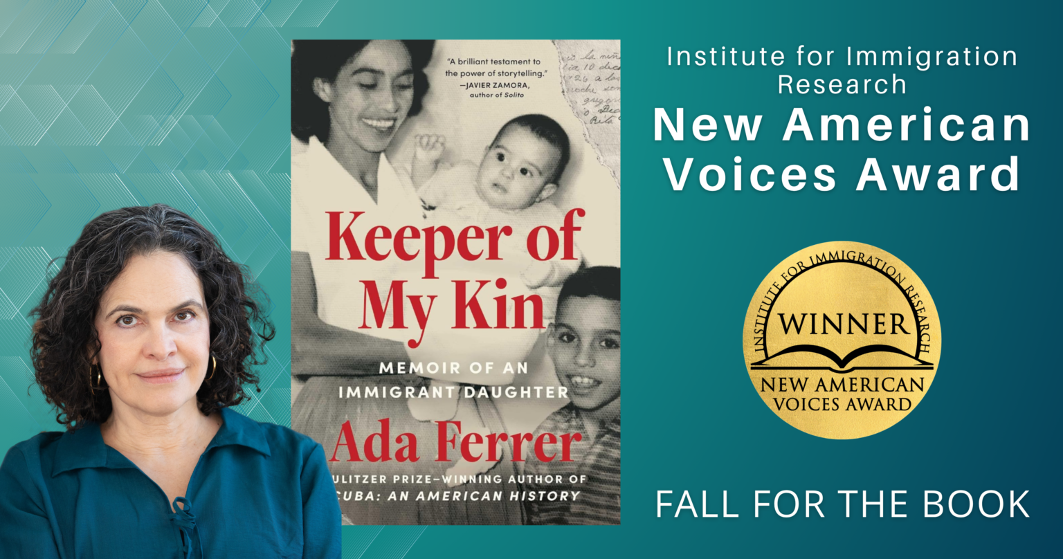Ada Ferrer and her book cover and winner logo